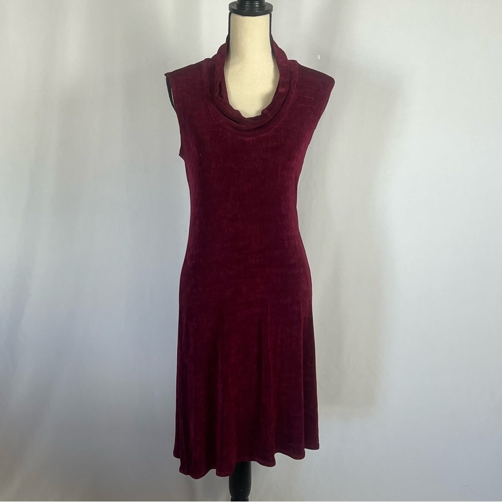 Vikki Vi Red Cowl Neck Sleeveless Sheath Dress